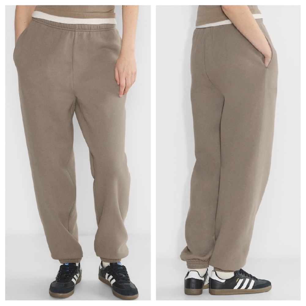 Aritzia Tna Bubble Fleece Taupe Brown Tan Mega Sweatpant Oversized Cozy Hi Rise